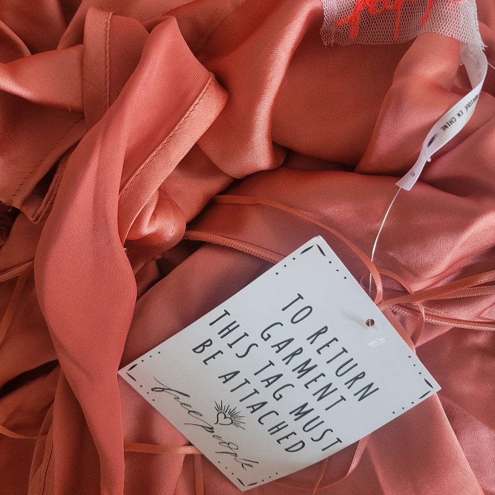 Free people coral satin cutout mini dress - Picture 5 of 5